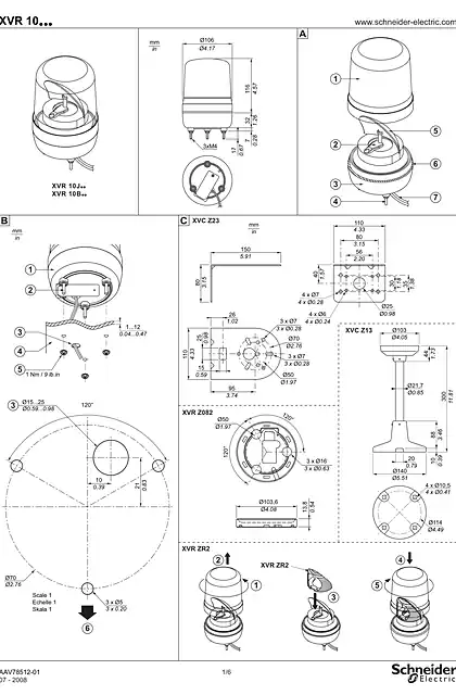 schneider施耐德XVR10... Rotating mirror beacons_ diam. 106mm